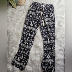 Hawaiian Tribal Floral Print Beach Linen Lounge Drawstring Pants Cali 1850